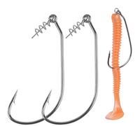 Fishing Hooks with Centering Spring Pin,50 Packs Twistlock Swimbait Unweighted Hook for Bass Soft Plastic Swim Baits and Worm Lure Saltwater Freshwater Size 1/0 to 5/0 (3/0-50pcs)