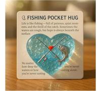 Fishing Hug Heart Ornament with Card for Friends Dad Father Men & Fishing Lovers