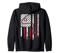 Fishing Humor American Flag USA Bass Fish Fisherman Gifts Zip Hoodie