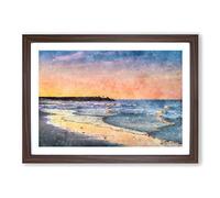 Fishing in Cape Cod Painting Framed Print | A2 Walnut Framed Wall Art | Ready to Hang | Modern Historical Picture | Living Room Bedroom Lounge Office