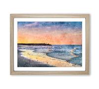 Fishing In Cape Cod Painting Modern Art Framed Wall Art Print, Ready to Hang Picture for Living Room Bedroom Home Office Décor, Oak A2 (64 x 46 cm)
