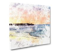 Fishing in Cape Cod Watercolour Canvas Print | Gallery Wrapped 30mm Frame Wall Art | 20x20 inches | Ready to Hang | Modern Picture | Living Room Bedroom Lounge Office