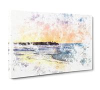 Fishing In Cape Cod Watercolour Canvas Print | Gallery Wrapped 30mm Frame Wall Art | 24x16 inches | Ready to Hang | Modern Picture | Living Room Bedroom Lounge Office