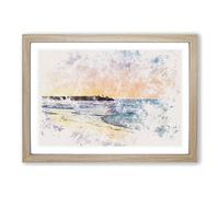 Fishing in Cape Cod Watercolour Framed Print | A2 Oak Framed Wall Art | Ready to Hang | Modern Historical Picture | Living Room Bedroom Lounge Office