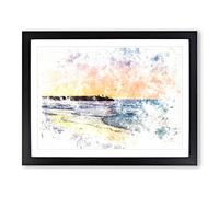 Fishing In Cape Cod Watercolour Modern Framed Print | A2 Black Framed Wall Art | Ready to Hang | Modern Historical Picture | Living Room Bedroom Lounge Office
