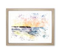 Fishing In Cape Cod Watercolour Modern Framed Print | A4 Oak Framed Wall Art | Ready to Hang | Modern Historical Picture | Living Room Bedroom Lounge Office