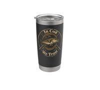 Fishing in Cod We Trust Vintage Angler Badge Gift Stainless Steel Insulated Tumbler