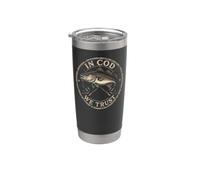 Fishing in Cod We Trust Vintage Angler Badge Gift Stainless Steel Insulated Tumbler