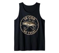 Fishing in Cod We Trust Vintage Angler Badge Gift Tank Top