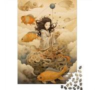 Fishing in The Clouds 1000-Piece Puzzle for Adults, 70x50cm/1000pcs, for A Quiet Evening Project at Home; White Cardboard for Cleaner Sorting