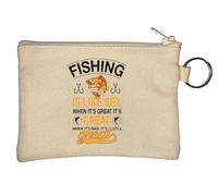 Fishing is Like Sex Whet It's Great It's Great When It's Bad, It's Still Great Key Chain Coin Purse Beige