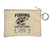 Fishing is Not Just A Sport It's A Way of Life Key Chain Coin Purse Beige