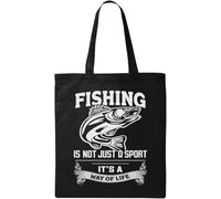 Fishing is Not Just A Sport It's A Way of Life Natural Ecological Cotton Tote Bag Black