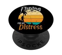 Fishing Is The Only Cure For Distress Vintage Sunset Angler PopSockets Adhesive PopGrip
