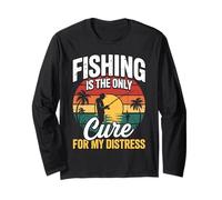 Fishing Is the Only Cure My Therapy Fisherman Stress Relief Long Sleeve T-Shirt