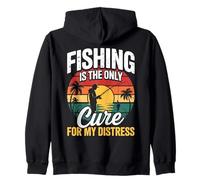 Fishing Is the Only Cure My Therapy Fisherman Stress Relief Zip Hoodie
