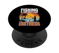 Fishing Is the Only Cure My Therapy Stress Relief Fisherman PopSockets Adhesive PopGrip