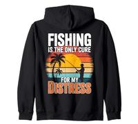 Fishing Is the Only Cure My Therapy Stress Relief Fisherman Zip Hoodie