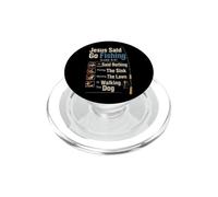Fishing Jesus Said Go Not Chores Funny Angler Gift PopSockets PopGrip for MagSafe