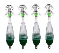 Fishing Jigs|Squid Jig 4Pcs LED Glow Multiple Barbed Squid Hook Fishing Tools for Saltwater Night