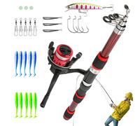 Fishing Kit for Les, Fishing Rod for and Combo Spool, 1.8m Telescopic Combo Fishing Reel | Youth Fish Set, Beginner Fish Kit, Small Fishing Equipment Kit