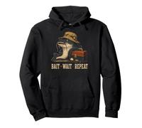 Fishing Lake Catfish Bait Wait Repeat Angler Mens Pullover Hoodie