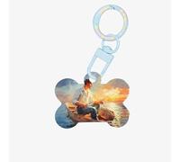 Fishing Lake Fishermen Print Acrylic Dog Bone Ornament,Pet Ornament,Key Chain,Gifts Wrapping,for Pet Lovers