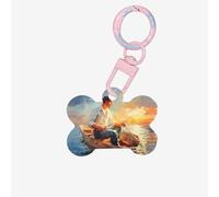 Fishing Lake Fishermen Print Acrylic Dog Bone Ornament,Pet Ornament,Key Chain,Gifts Wrapping,for Pet Lovers