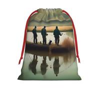 Fishing Lake Fishermen Print Functional Gift Storage Bag Eco-Friendly Comfortable Touch Outdoor Activities Use