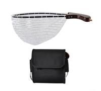 Fishing Landing Net, 47cm Total Length, Foldable Fly Fishing Stream Net, Stainless Steel PVC Mesh, Quick-Drying Deodorant Bag, Solid Wood Handle for Outdoor Anglers
