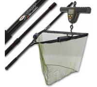 Fishing Landing Net Dual Float 42" Metal Spreader Block 2m Handle Pole Telescopic Screw Fix & Digital XPR Scale 50kg/110lbs Carp Fishing Tackle Essential Angling Gear