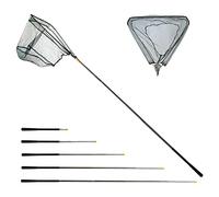 Fishing Landing Net Fishing Landing Net 190 cm 4 Sections Telescopic Aluminium Alloy Rubberised Durable Nylon Mesh with Foldable Fishing Net for Adults Children Pond Lake