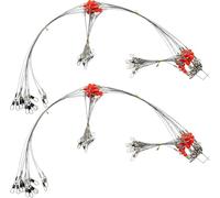 Fishing Leaders,12/24pcs Fish Line Stainless Steel Wire with Swivels Snap Connect Saltwater Surf Fishing Gear and Equipment Tackle Kit for Lures Bait Rig Or Hooks (2 Arm - 24 Pack)