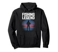 Fishing Legend Sunset Lake Angler Silhouette Scene Pullover Hoodie