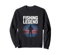Fishing Legend Sunset Lake Angler Silhouette Scene Sweatshirt