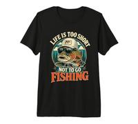 Fishing Life is Too Short Vintage Retro Trout Illustration Premium T-Shirt