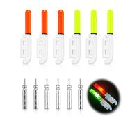 Fishing Light, 6pcs Bite Alarm Rod Tip Lights for Night, Portable LED Alerter Tackle, Sea Accessories, 3 Green + 3 Red Luminous, Long-Lasting, Easy to Use