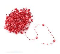 Fishing Line Artificial Pearls String, Bead String Pearl Garland Chain Bead Roll for DIY Christmas Wedding Decoration, 10m(Red)