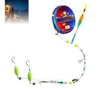 Fishing Line Floats Set, 120 m Pre-Tied Fishing Line with Automatic LED Floats, Colour Changing Bite Alarm for Night Fishing, Fishing Accessories for Freshwater (Day and Night_5 Series_5.0)