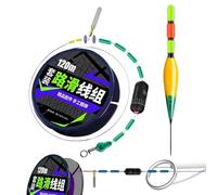 Fishing Line Kit with Float - 120 m High Sensitivity Suitable for Beginners, Pre-Assembled Line, for Outdoor in Salt and Water, River, Lake, Shore, Kayak, Boat,