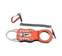 Fishing Lip Clamp Tool, Stainless Steel & Aluminum Fish Gripper with Elastic Lanyard for Safe Hook Removal and Handling(red)