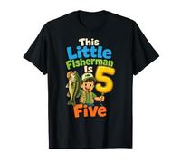 Fishing Little Fisherman is Five 5th Birthday Kids Gift T-Shirt