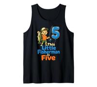 Fishing Little Fisherman is Five 5th Birthday Kids Gift Tank Top
