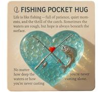 Fishing Lover For Pocket Hug Charm Crafted with Sea Glass and Metal, Compact Keepsake for Dads and Fans of Fishing, Carry a Meaningful Reminder on Every Trip (1)