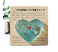 Fishing Lover Hug - Heart Shape Keepsake - Encouragement Keepsake with Card,for Family Adults Men Dad Fathers Coworkers Teachers