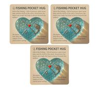 Fishing Lover Pocket Hug with Gift Card, Handcrafted Sea Glass Heart Token with Fishing Rod & Fish Design, Inspirational Pocket Hug Gift for Fishing Lover, Fishermen, Anglers, Fisher Dad (3 pcs)