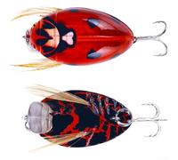 Fishing Lure 3.8cm 4g Floating Plastic Bait for Beetle Pattern Targeting with 3D Eyes and Blood Trough Hook for Fresh and Salt Water Fishing (KC008-2)