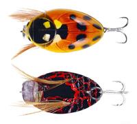 Fishing Lure 3.8cm 4g Floating Plastic Bait for Beetle Pattern Targeting with 3D Eyes and Blood Trough Hook for Fresh and Salt Water Fishing (KC008-3)