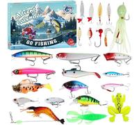 Fishing Lure Advent Calendar 2025-24 Days Christmas Countdown Fish Tackle Set for Adult Man Teen Boys - Xmas Surprise Fish Bait Gift for Father Grandpa Brother Boyfriend