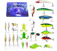 Fishing Lure Advent Calendar 2025, 24 Days Christmas Countdown Fish Tackle Set for Adult Man Teen Boys, Xmas Surprise Fish Bait Gift for Father Grandpa Brother Boyfriend (D04)